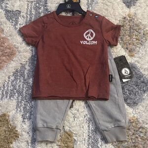 Volcom Kids' Maroon and Gray Jogger Set